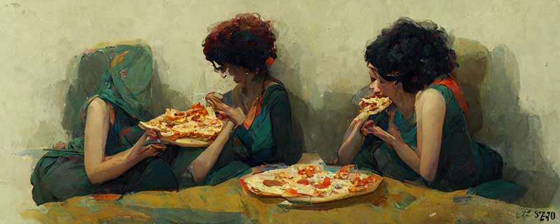 eating pizza by ai